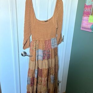 Patchwork Long Sleeve Dress